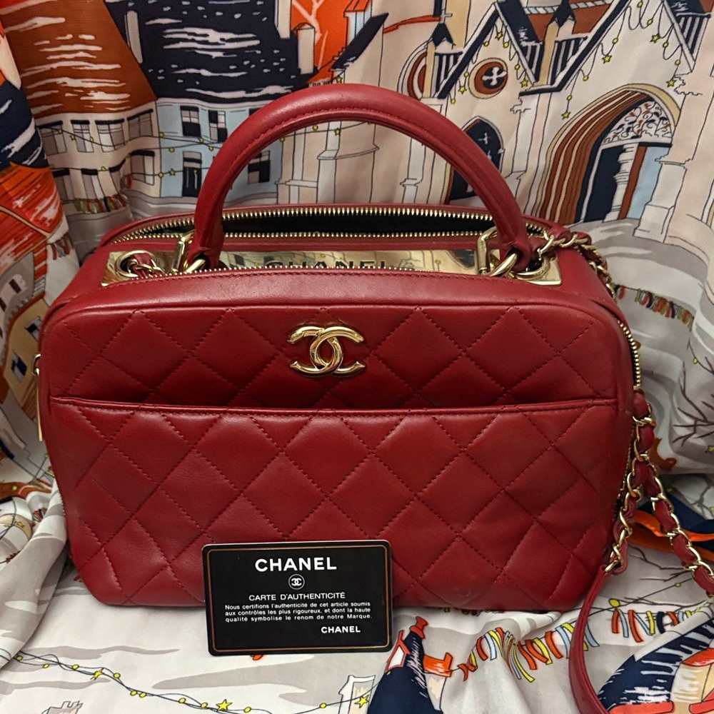 🔥FinalSale🔥NotNegotiable🔥Crimson redAuthenticChanel Trendy CC